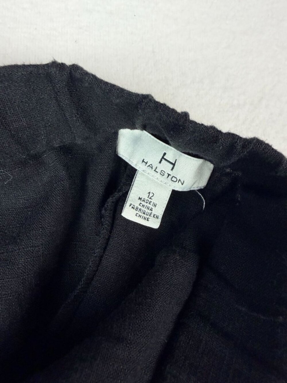 Halston Womens Black Wide-Leg Linen Viscose Blend Pants Size 12 Side-Zip Closure - Picture 13 of 14